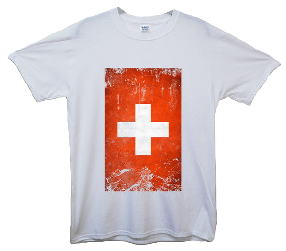 Switzerland Distressed Flag Printed T-Shirt - Mr Wings Emporium 