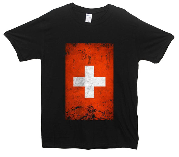 Switzerland Distressed Flag Printed T-Shirt - Mr Wings Emporium 