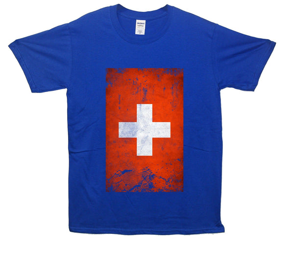Switzerland Distressed Flag Printed T-Shirt - Mr Wings Emporium 