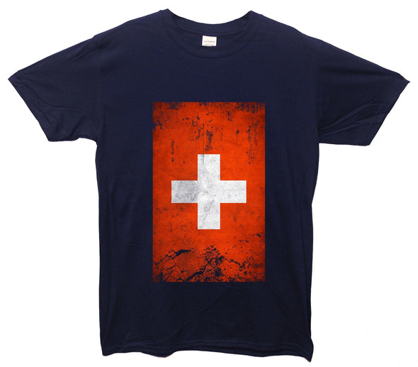 Switzerland Distressed Flag Printed T-Shirt - Mr Wings Emporium 