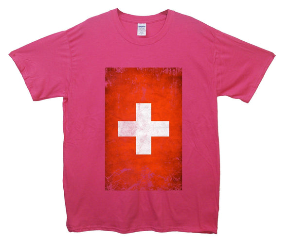 Switzerland Distressed Flag Printed T-Shirt - Mr Wings Emporium 
