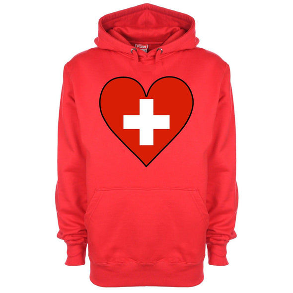 Switzerland Flag Heart Printed Hoodie - Mr Wings Emporium 