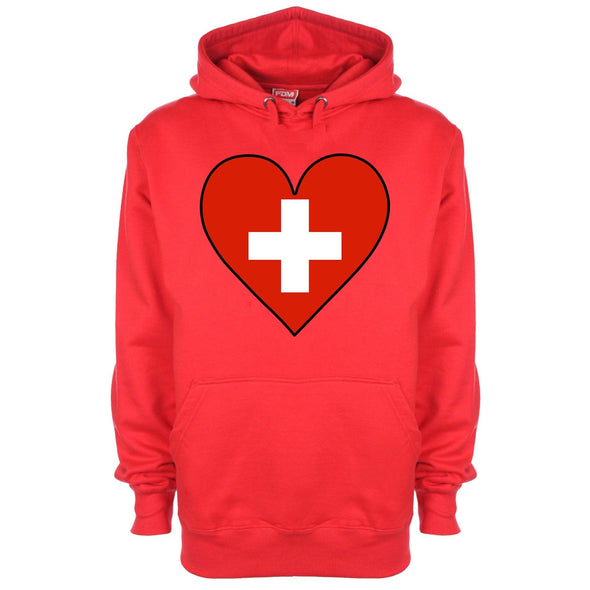 Switzerland Flag Heart Printed Hoodie - Mr Wings Emporium 