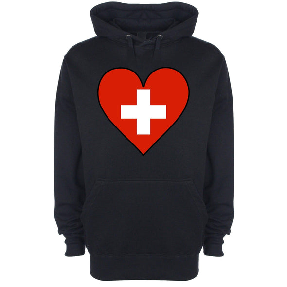 Switzerland Flag Heart Printed Hoodie - Mr Wings Emporium 