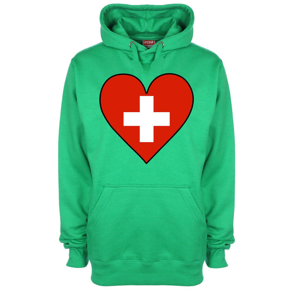 Switzerland Flag Heart Printed Hoodie - Mr Wings Emporium 