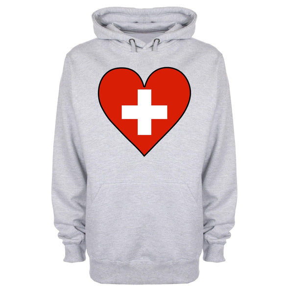 Switzerland Flag Heart Printed Hoodie - Mr Wings Emporium 