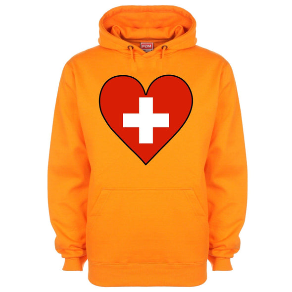 Switzerland Flag Heart Printed Hoodie - Mr Wings Emporium 