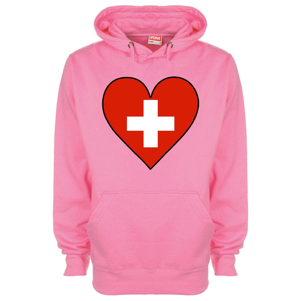 Switzerland Flag Heart Printed Hoodie - Mr Wings Emporium 