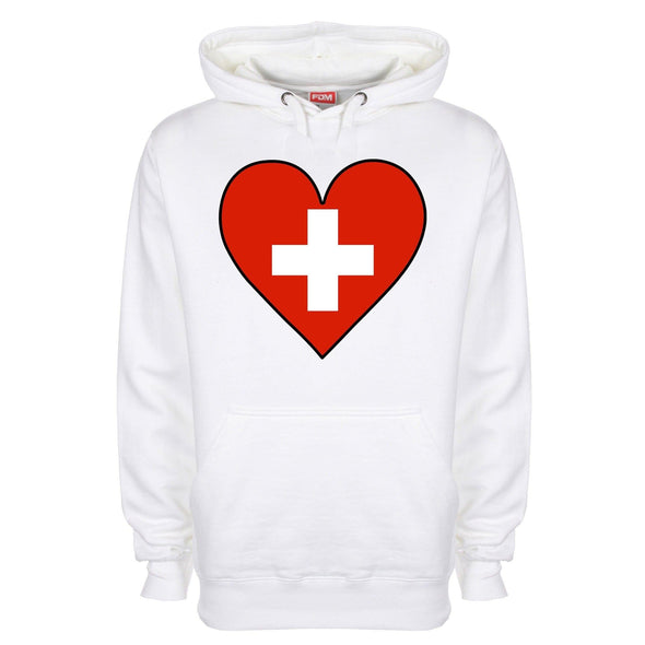 Switzerland Flag Heart Printed Hoodie - Mr Wings Emporium 