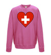 Switzerland Flag Heart Printed Sweatshirt - Mr Wings Emporium 