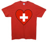 Switzerland Flag Heart Printed T-Shirt - Mr Wings Emporium 