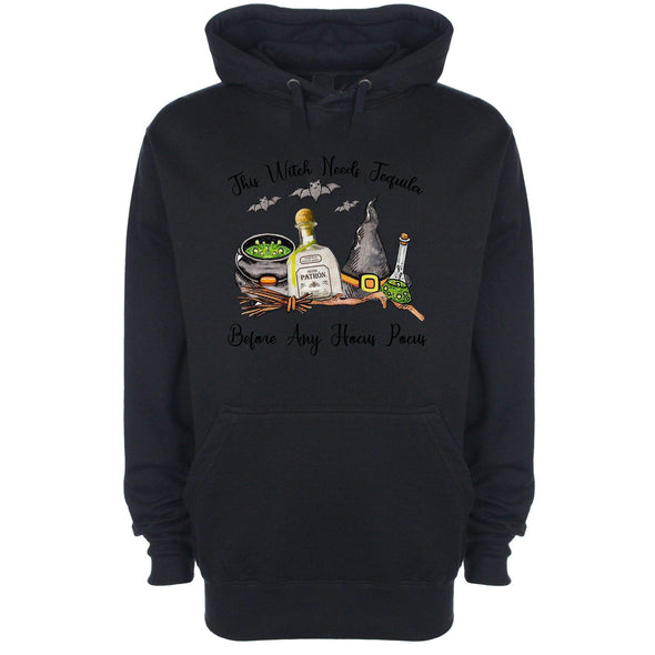 This Witch Needs Tequila Before Any Hocus Pocus Printed Hoodie - Mr Wings Emporium 