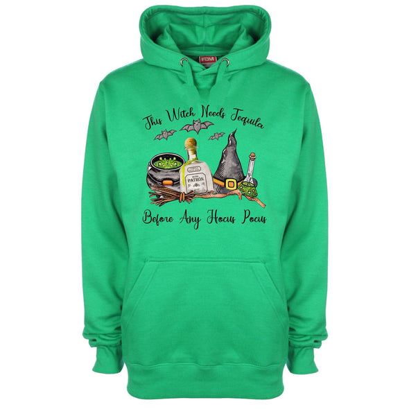 This Witch Needs Tequila Before Any Hocus Pocus Printed Hoodie - Mr Wings Emporium 