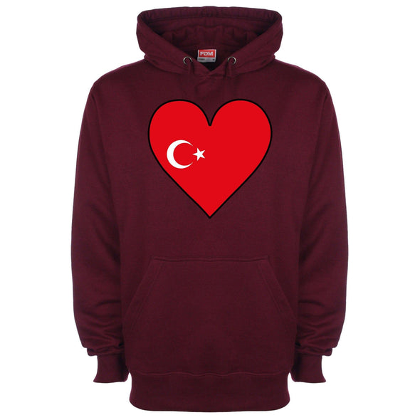 Turkey Flag Heart Printed Hoodie - Mr Wings Emporium 