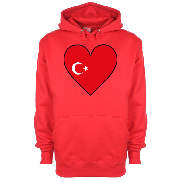 Turkey Flag Heart Printed Hoodie - Mr Wings Emporium 
