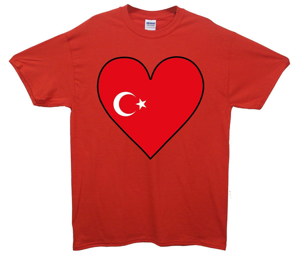 Turkey Flag Heart Printed T-Shirt - Mr Wings Emporium 