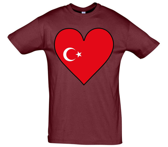 Turkey Flag Heart Printed T-Shirt - Mr Wings Emporium 