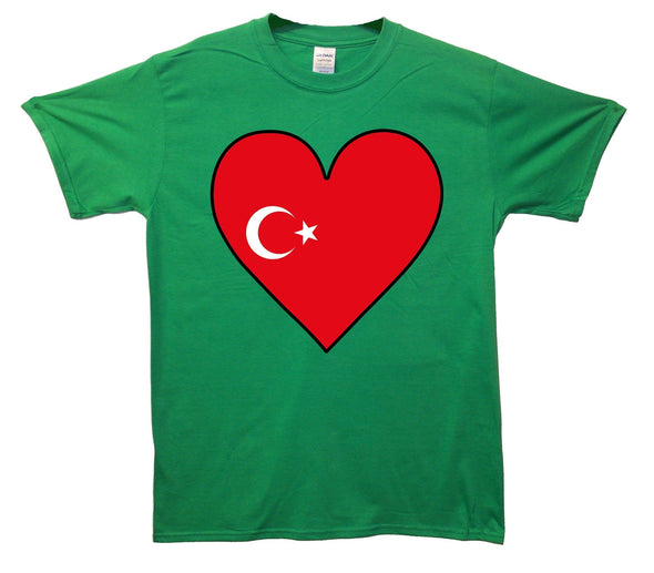 Turkey Flag Heart Printed T-Shirt - Mr Wings Emporium 