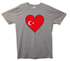 Turkey Flag Heart Printed T-Shirt - Mr Wings Emporium 