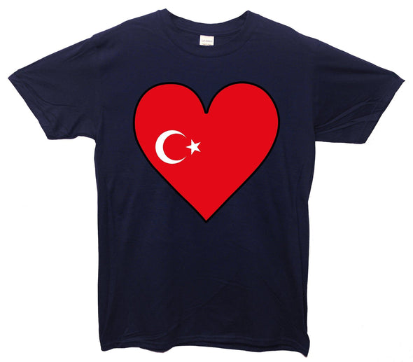 Turkey Flag Heart Printed T-Shirt - Mr Wings Emporium 