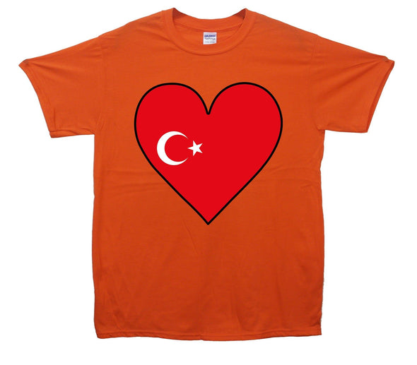 Turkey Flag Heart Printed T-Shirt - Mr Wings Emporium 