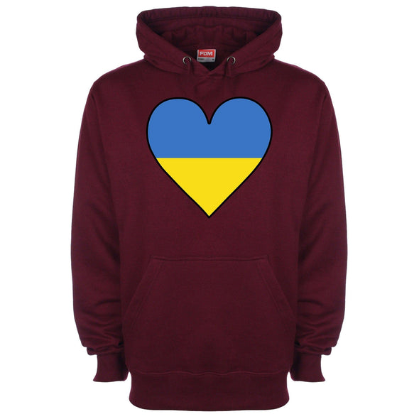 Ukraine Flag Heart Printed Hoodie - Mr Wings Emporium 