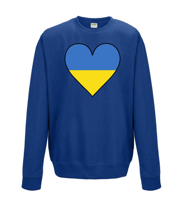 Ukraine Flag Heart Printed Sweatshirt - Mr Wings Emporium 