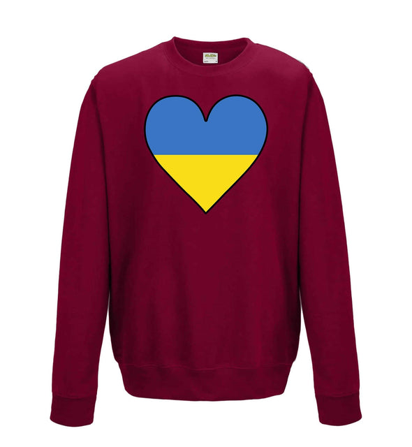 Ukraine Flag Heart Printed Sweatshirt - Mr Wings Emporium 