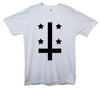 Upside Cown Cross And Stars Printed T-Shirt - Mr Wings Emporium 