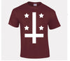 Upside Cown Cross And Stars Printed T-Shirt - Mr Wings Emporium 