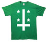 Upside Cown Cross And Stars Printed T-Shirt - Mr Wings Emporium 