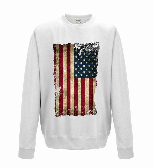 USA Distressed Flag Printed Sweatshirt - Mr Wings Emporium 