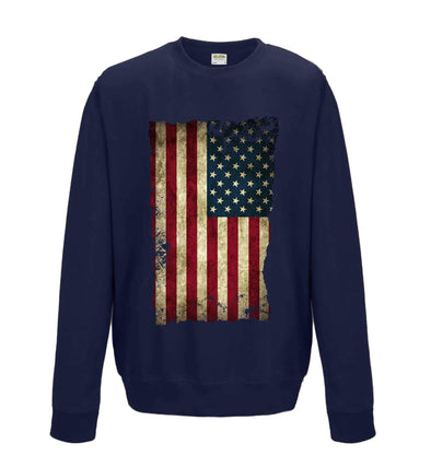 USA Distressed Flag Printed Sweatshirt - Mr Wings Emporium 