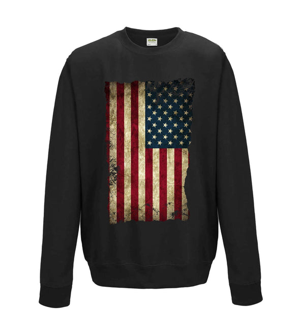 USA Distressed Flag Printed Sweatshirt - Mr Wings Emporium 