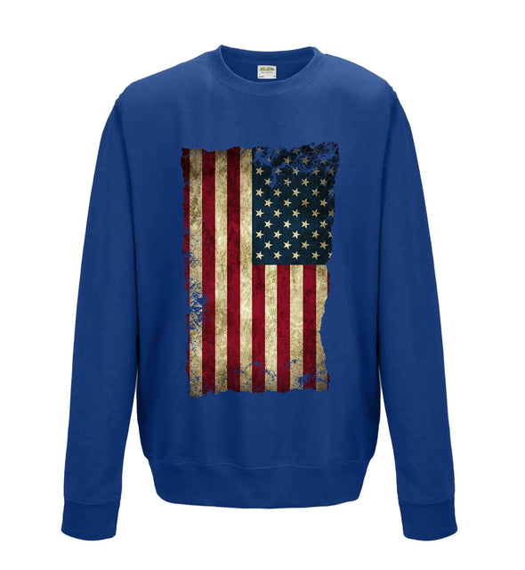 USA Distressed Flag Printed Sweatshirt - Mr Wings Emporium 