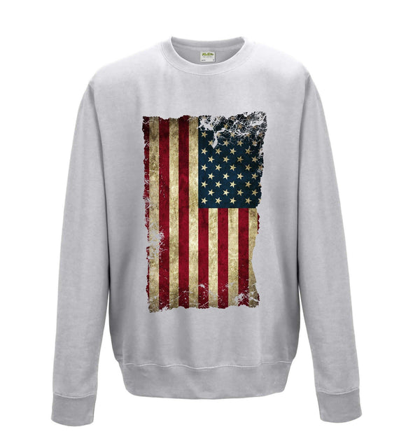 USA Distressed Flag Printed Sweatshirt - Mr Wings Emporium 