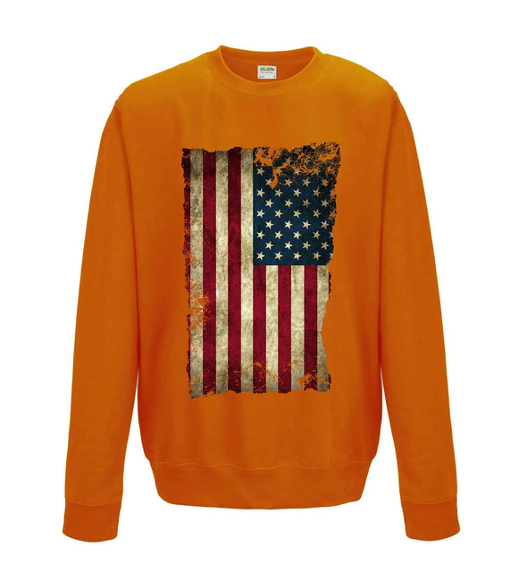 USA Distressed Flag Printed Sweatshirt - Mr Wings Emporium 