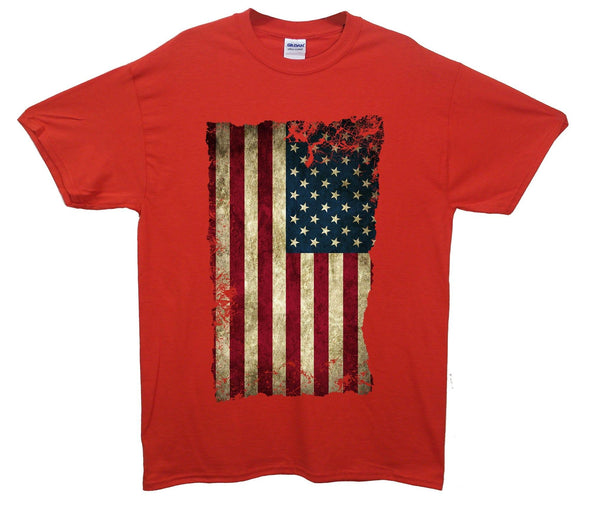 USA Distressed Flag Printed T-Shirt - Mr Wings Emporium 