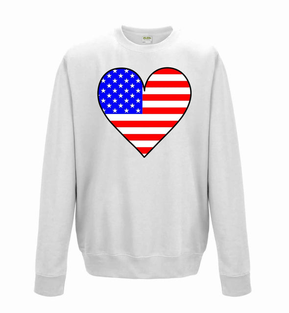 USA Flag Heart Printed Sweatshirt - Mr Wings Emporium 