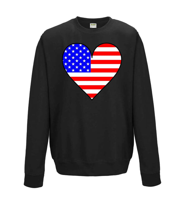 USA Flag Heart Printed Sweatshirt - Mr Wings Emporium 