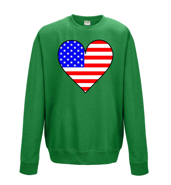 USA Flag Heart Printed Sweatshirt - Mr Wings Emporium 