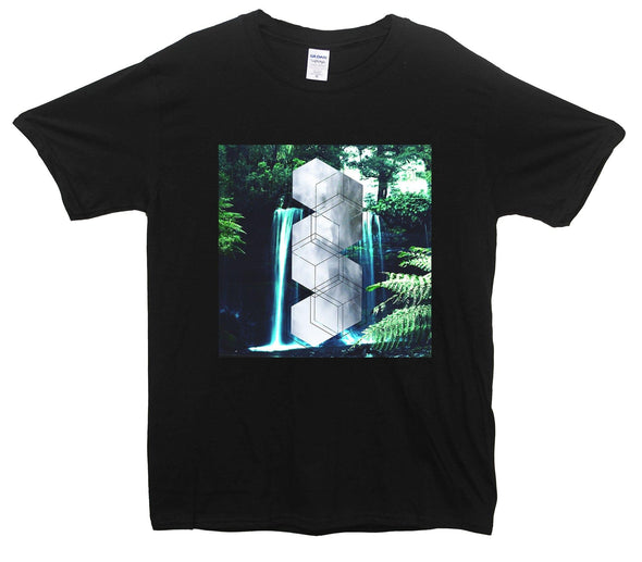 Waterfall Hexagons Printed T-Shirt - Mr Wings Emporium 