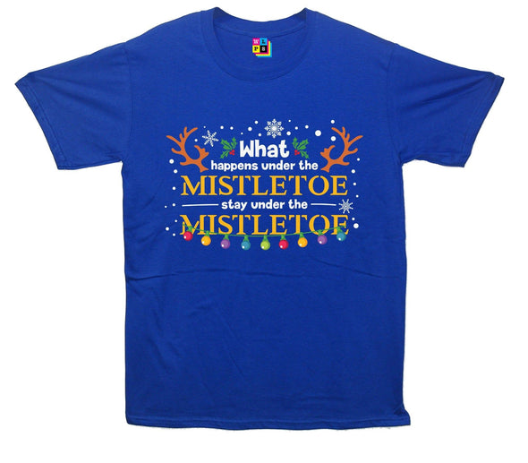 What Happens Under The Mistletoe Stays Under The Mistletoe Printed T-Shirt - Mr Wings Emporium 