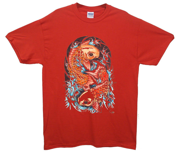 Ying Yang Koi Karp Printed T-Shirt - Mr Wings Emporium 