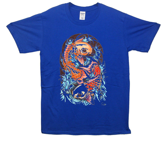 Ying Yang Koi Karp Printed T-Shirt - Mr Wings Emporium 