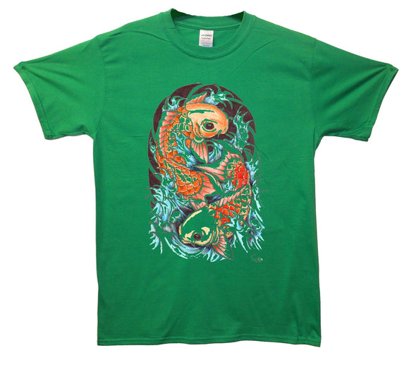 Ying Yang Koi Karp Printed T-Shirt - Mr Wings Emporium 