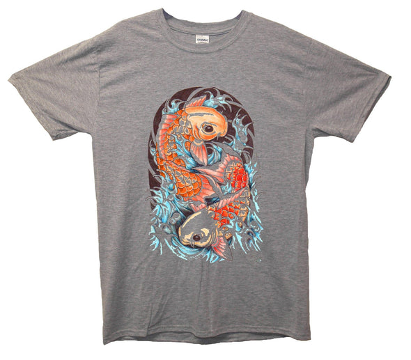 Ying Yang Koi Karp Printed T-Shirt - Mr Wings Emporium 