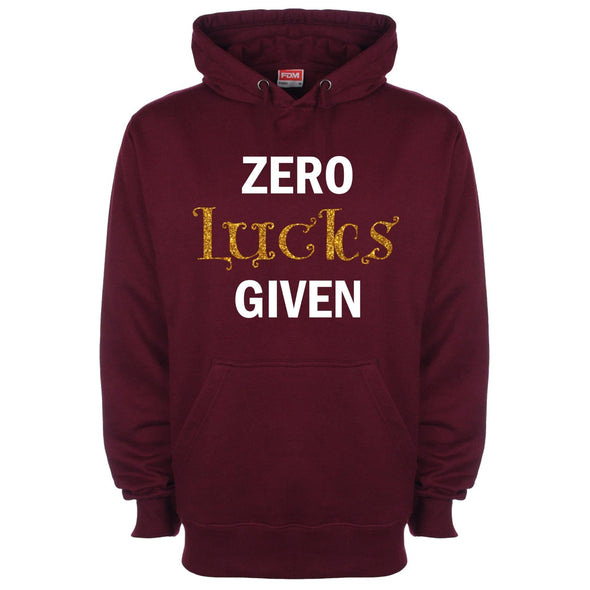 Zero Lucks Given Glitter St Patrick's Printed Hoodie - Mr Wings Emporium 