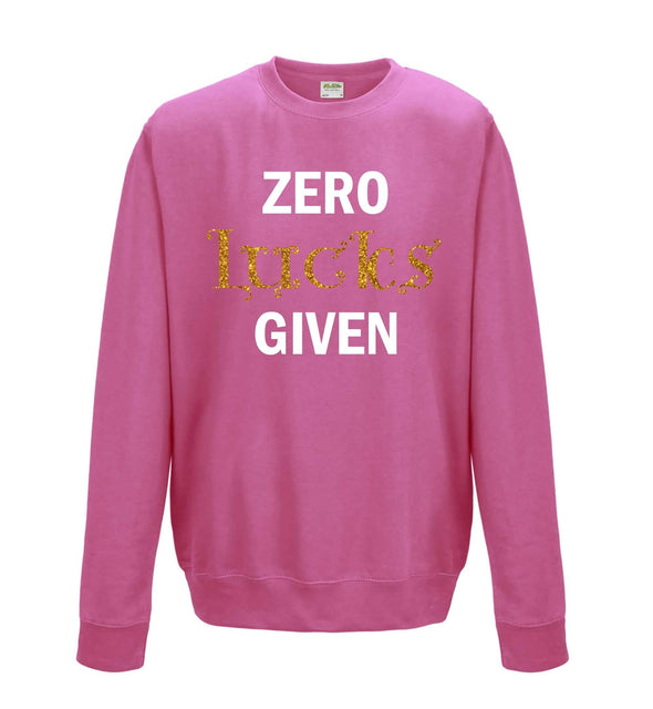 Zero Lucks Given Glitter St Patricks Day Printed Sweatshirt - Mr Wings Emporium 